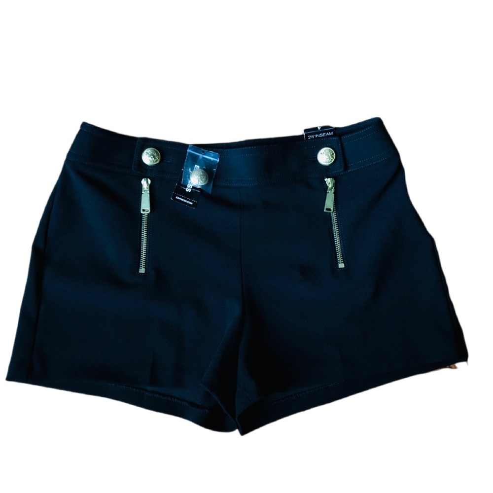 Express black shorts with gold zipper details